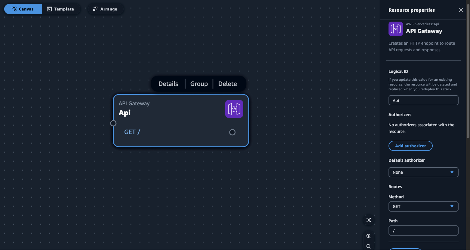 Console APIGateway resources properties