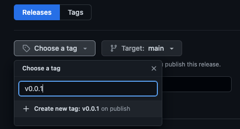 Screenshot of creating a new release