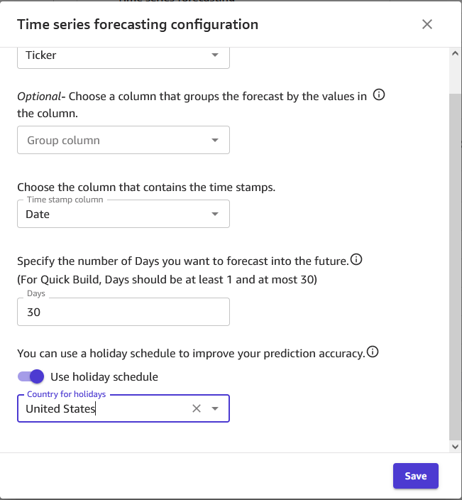 SageMaker Canvas - Configuration Popup