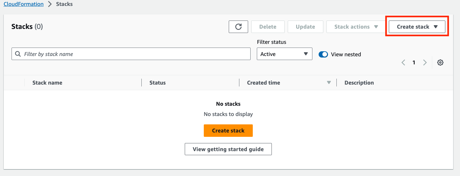 Choose Create stack