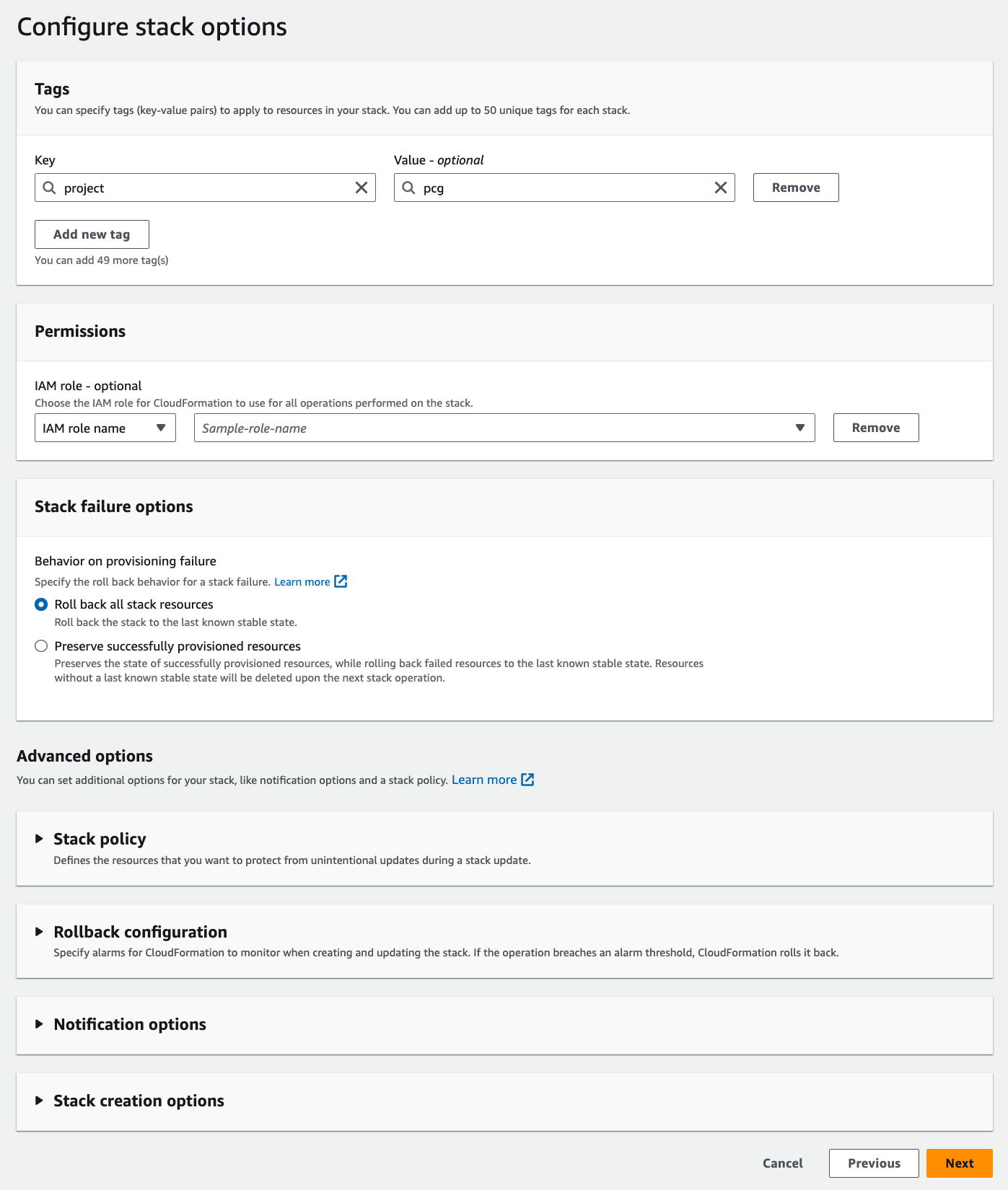 Accept default values and advance to the next screen