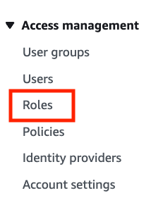Choose Roles to create a role