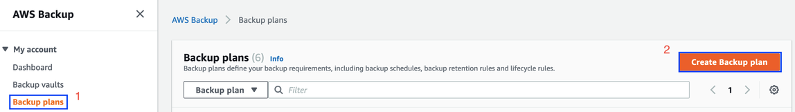 Click on Create Backup plan button