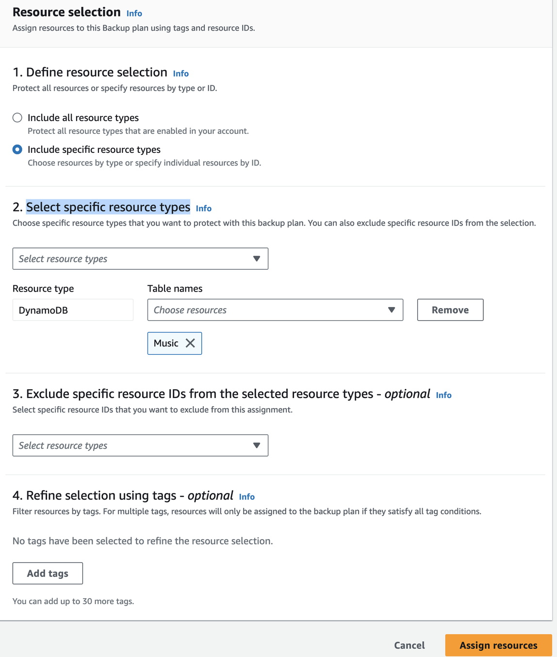 Assign resources according to screenshot