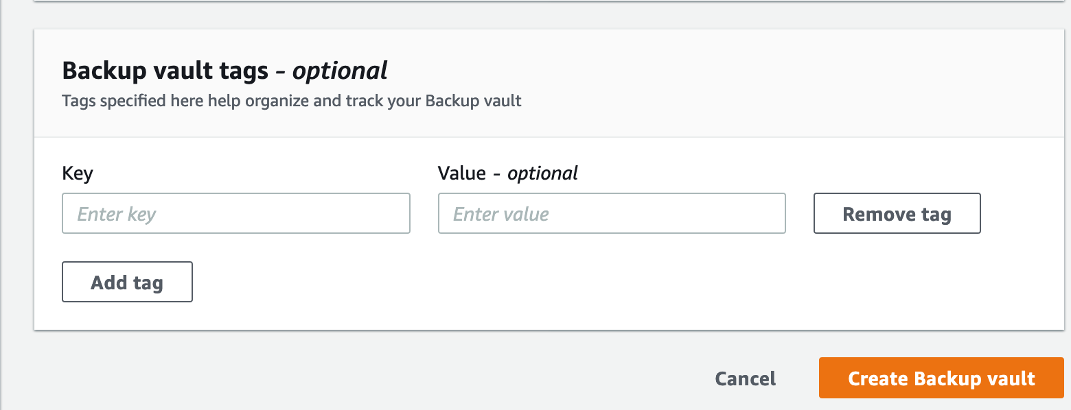 Add Tags to Backup Vault