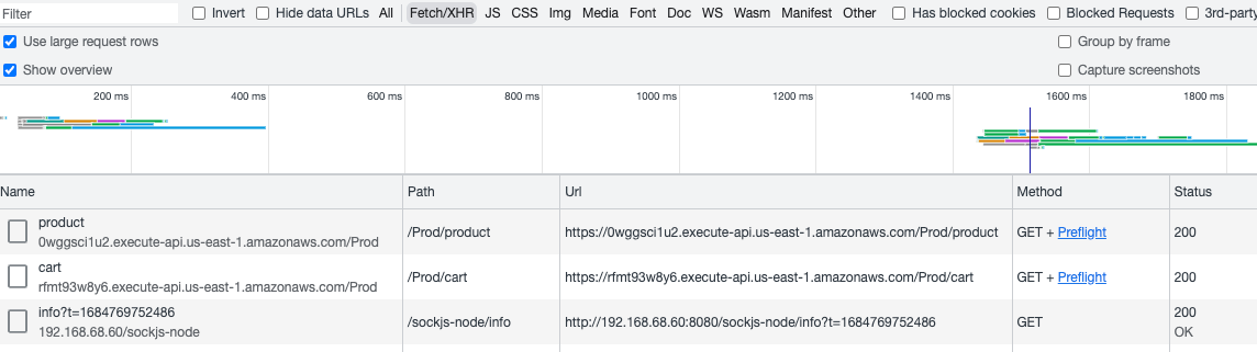Google Chrome Dev Tools Network View