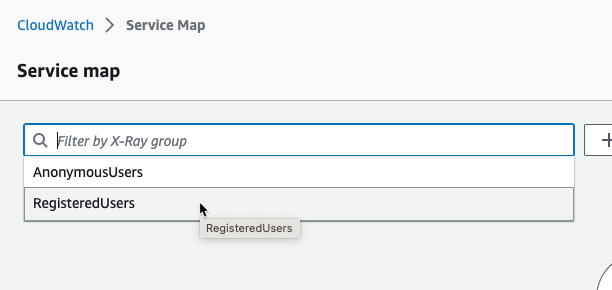 AWS X-Ray filter service map by group