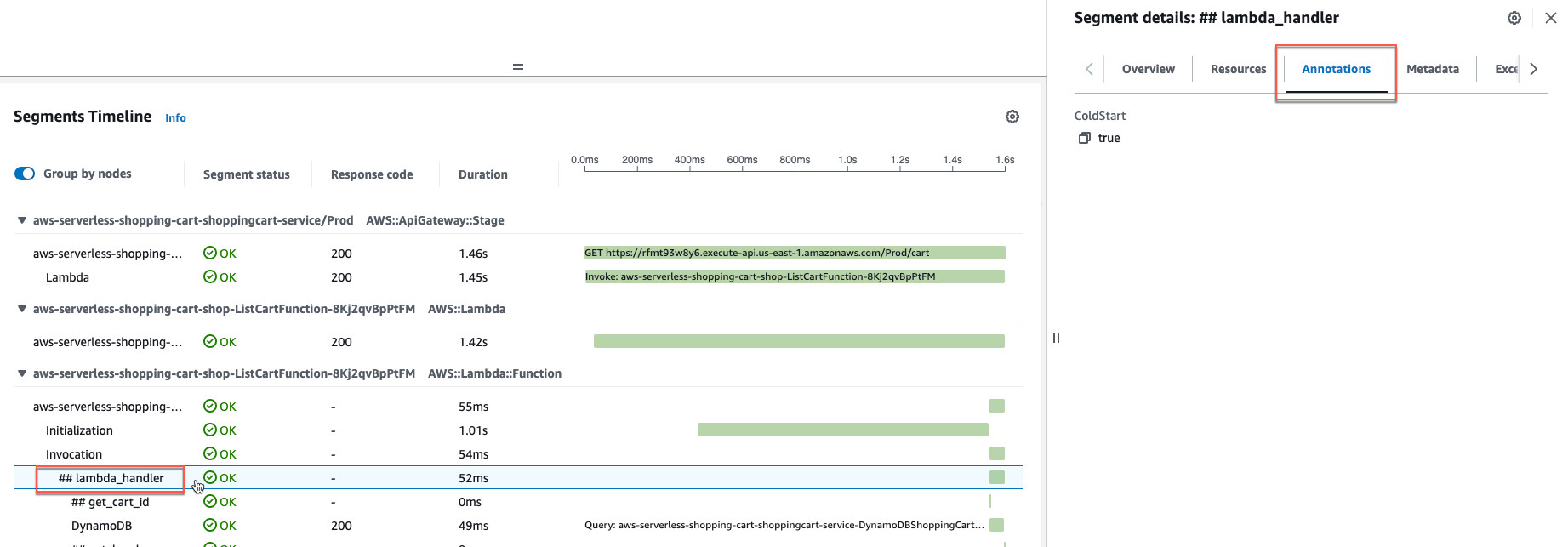 X-Ray Segments and Annotations View